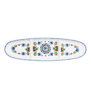 16" OVAL SECT TRAY MADRID WHT