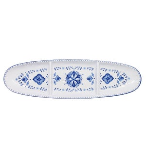 16" OVAL SECT TRAY MORROCAN BLUE