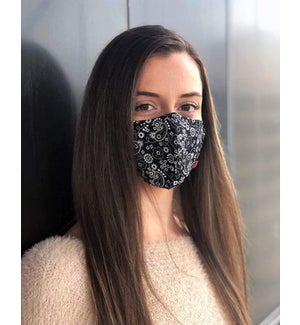 100% Cotton Non-Medical Mask with filter-Black Print