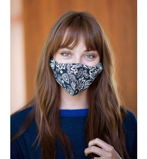 100% Cotton Non-Medical Mask with filter-Navy Print