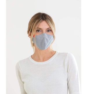 100% Cotton Non-Medical Mask Reversible - Black Stripe-Lavender Chambray