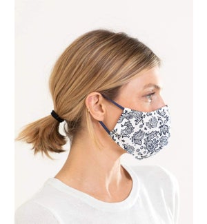 100% Cotton Non-Medical Mask Reversible - Cream Print-Red Chambray