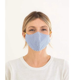 100% Cotton Non-Medical Mask Reversible - Navy Stripe-Blue Chambray