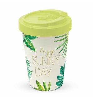 $BAMBOO TRAVEL CUP W/LID- ST. TROPEZ: LAZY SUNNY DAY (THE JUNGLE)