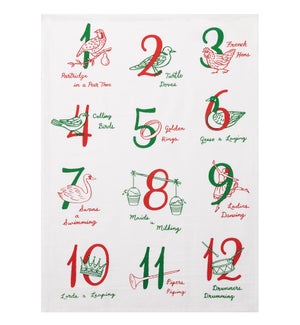 12 Days of Christmas Print Kitchen Towel