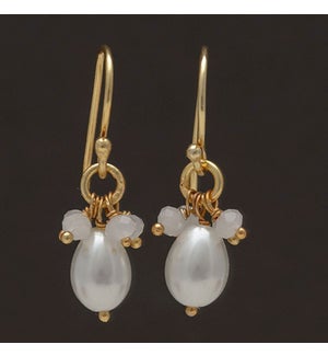 18K Gold Plated Pearl Drop Earrings With Pearl Bead Accents
