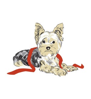 RAN-25 Yorkie and Red Ribbon Note Card