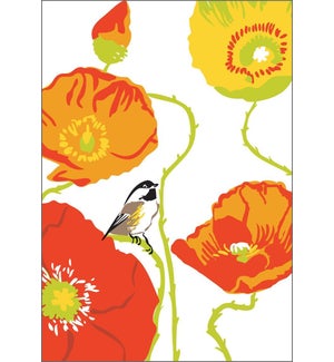 RBI-01 Chickadee & Poppies Note Card
