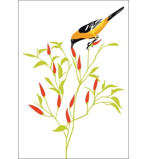 RBI-02 Oriole and hot peppers Note Card
