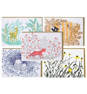 Assorted Spring Animals Note Card Set 10/box (e.b. goodale)