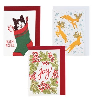 Assorted Mini Christmas Enclosure Card Set 6/box