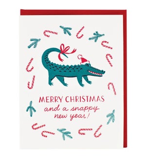 Alligator Santa Christmas Card 8/box