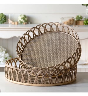 WD. WOVEN RATTAN TRAYS S/2