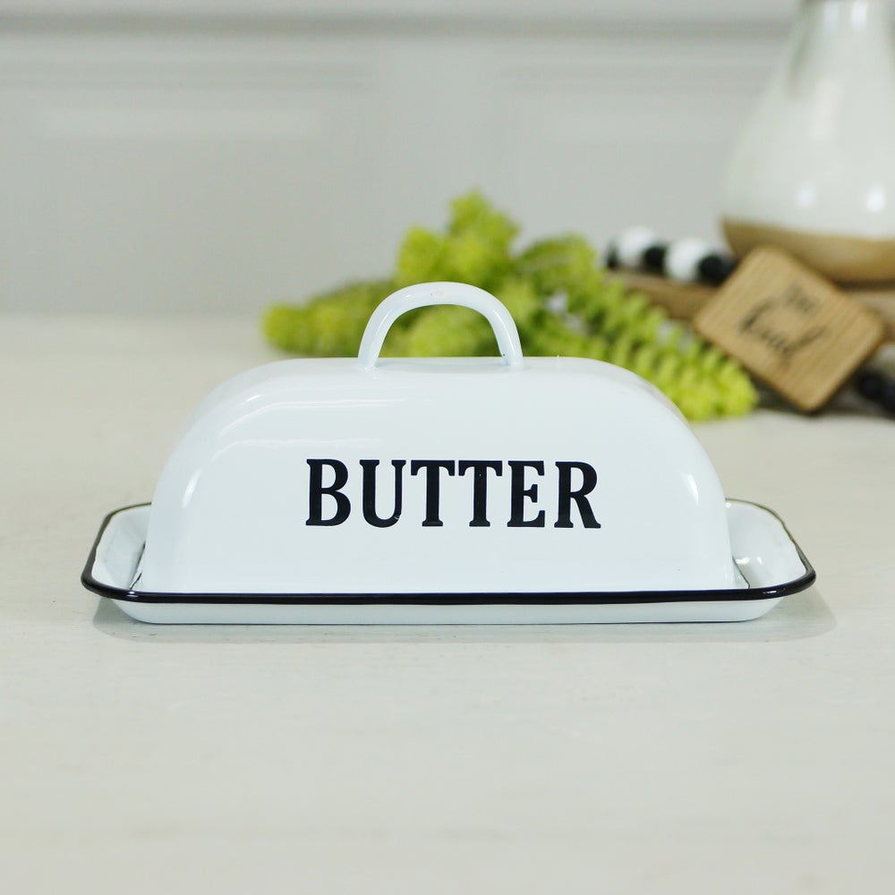 White Enamel Butter Warmer - The Foundry Home Goods