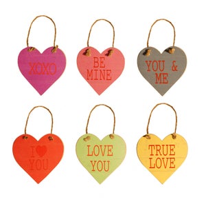 |WD.5" HEART TAGS WITH ROPE SET/6|