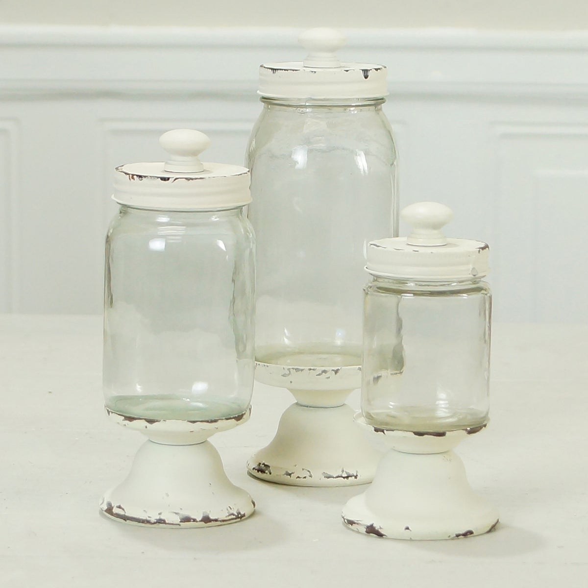 Livejun 3 Pack Glass Storage Jars Vintage Glass Canisters, Retro