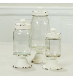 GLASS CANISTER W/LID SET/3