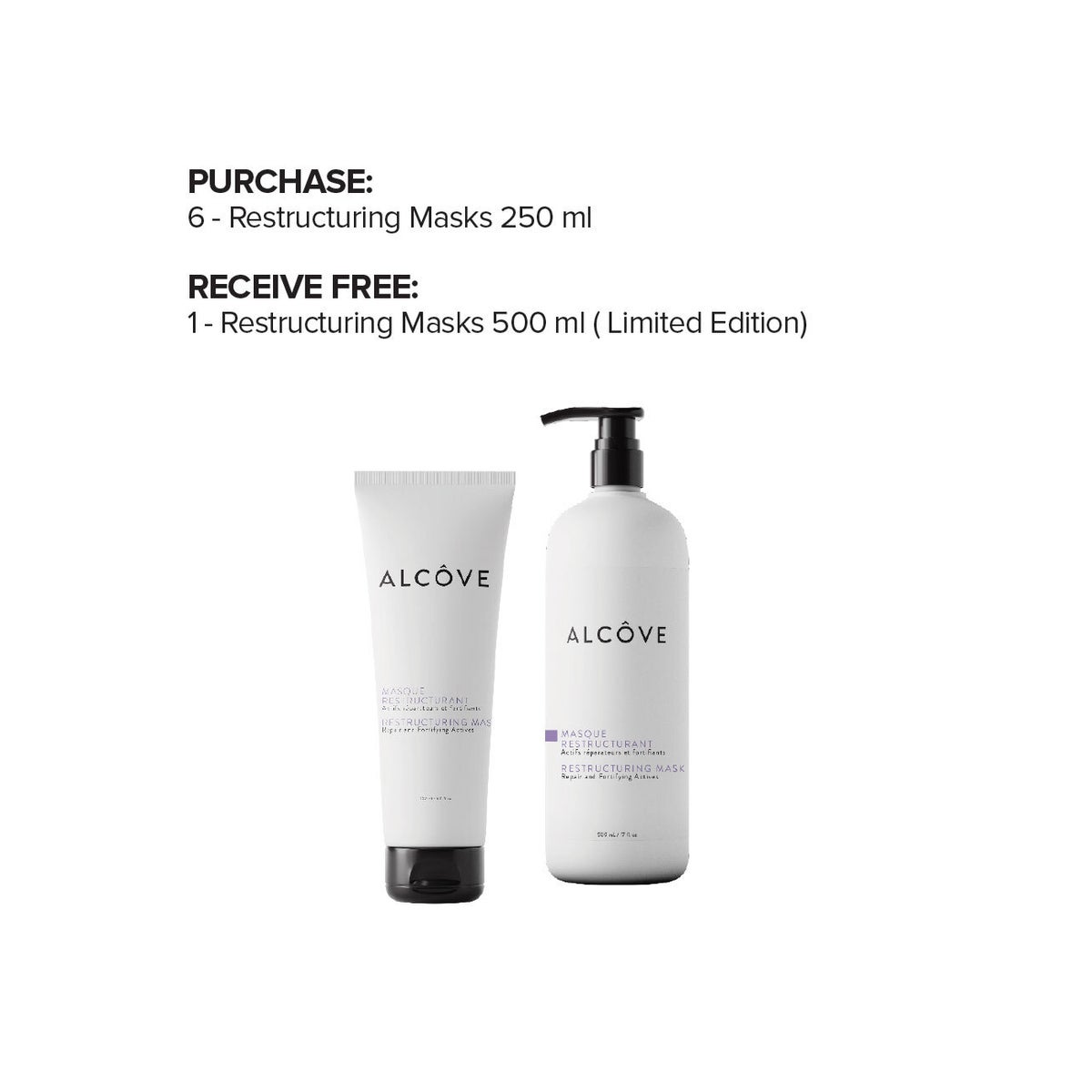 ! 6 250ml +1 500ml ALCOVE RESTRUCTURING MASK SO2025