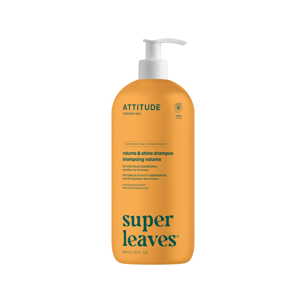 ATTITUDE 946ml Shampoo Volume and Shine Soy Protein and Cranberries SUPER LEAVES