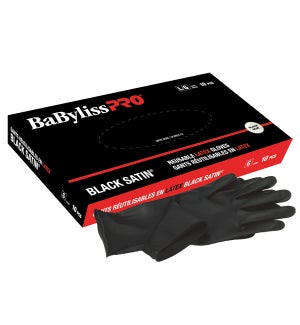 ETA JULY 15 Large Black Satin Latex Gloves 10/Box BES33710LGUCC