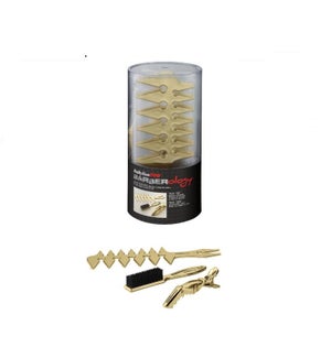 BABYLISS 15pc Tio Mix Bucket Clips/Brush/Comb GOLD