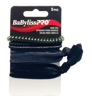 BABYLISSPRO Elastics Hair Ties 5/Pack w/ Black and Silver Tones FP