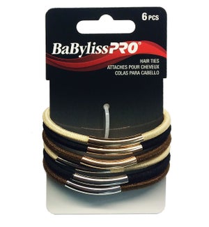 BABYLISSPRO Metal Bar Hair Ties, 6/Pack, Mixed