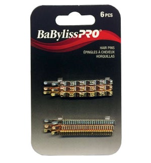 BABYLISSPRO Decorative Crimped Hair Pins , 2 Inch, 6 pcs