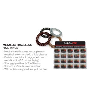 BABYLISS Metallic Hair Rings Display 20pcs