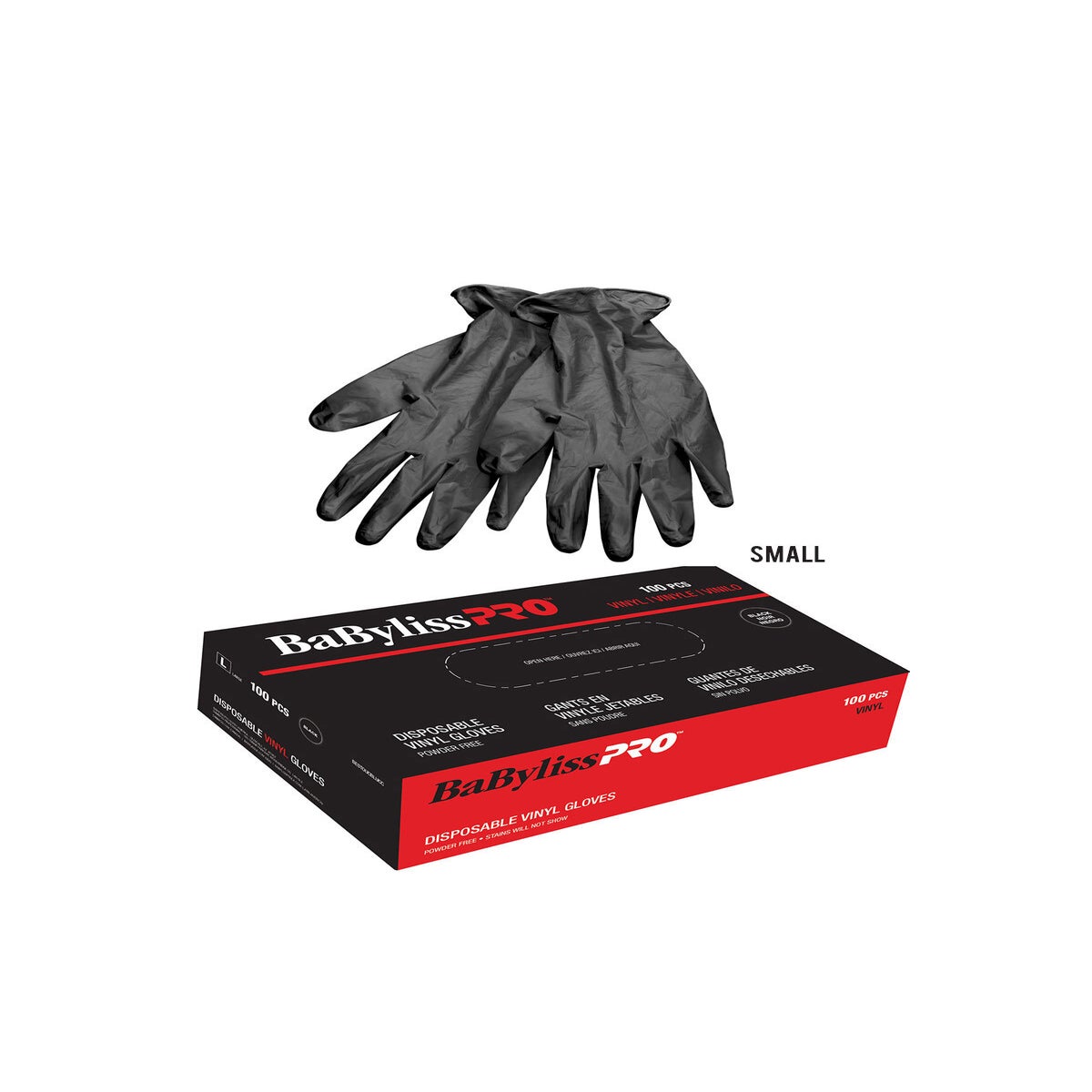 @BABYLISS Style Touch Black Vinyl Gloves SMALL CR12