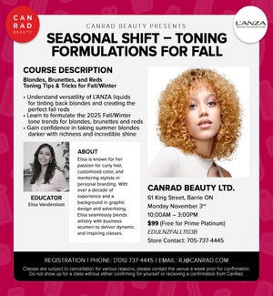 LANZA Toning Formulations for Fall Look & Learn NOV 3 2025 BARRIE