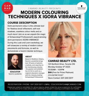 **CANCELLED CANRAD TORONTO MODERN COLORING - TECHNIQUES X IGORA VIBRANCE OCT 6 2025 TORONTO