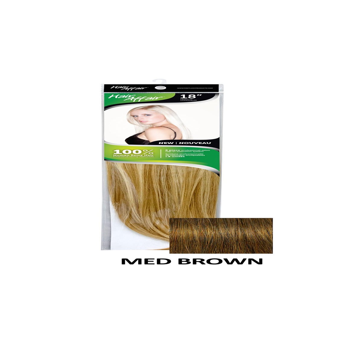 HH 18in 8PC 3HH MED BROWN