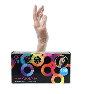 Foil It Large Vinyl Crystal Clear Powder Free Gloves 100 Per Box CR10