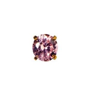 24K GP 5mm Pink Ice CZ EARRING