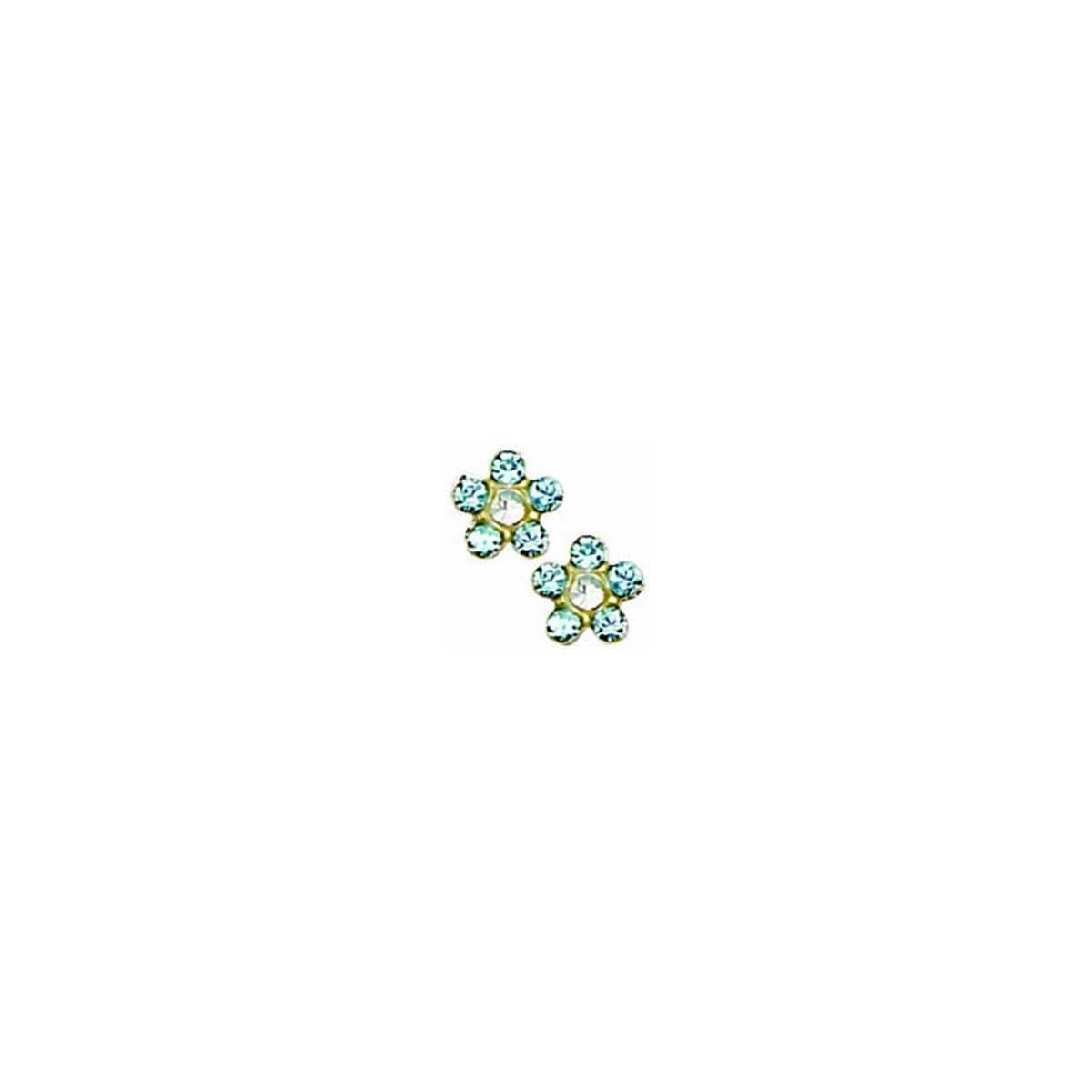 * 10k WHT Gold Aqua Flower Cryst March EAR