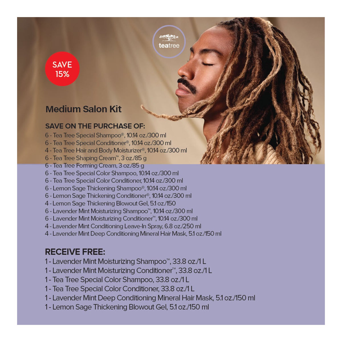 ! TEA TREE MEDIUM SALON KIT (NEW DOOR KIT 2025 )