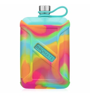 Liquor Canteen 8oz - Aqua w/Rainbow Swirl Cover