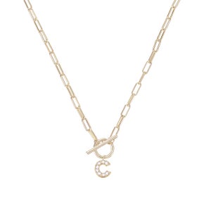 Mini Toggle Initial Necklace Gold