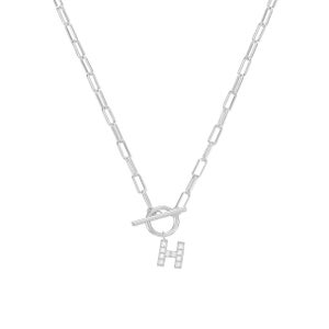 Mini Toggle Initial Necklace Silver