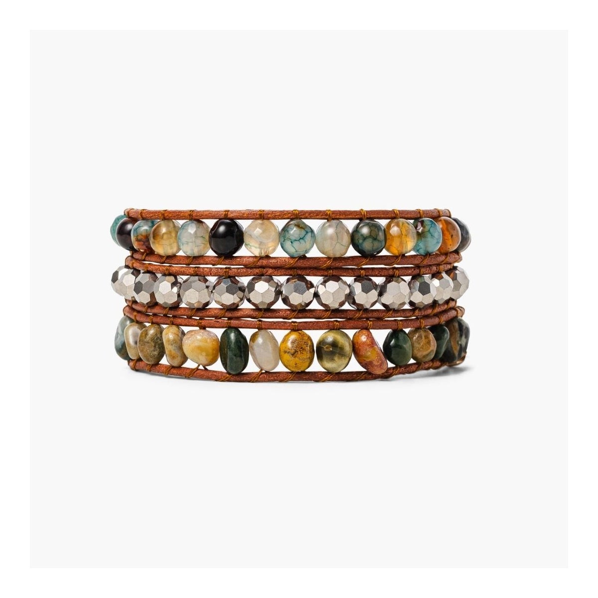 Indian Agate Artisan Wrap Bracelet