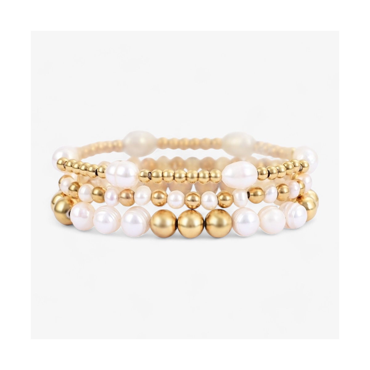 Golden Freshwater Pearl Bracelet Set