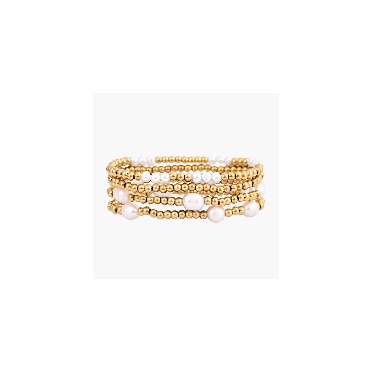 Gold and Pearl Bracelet Set