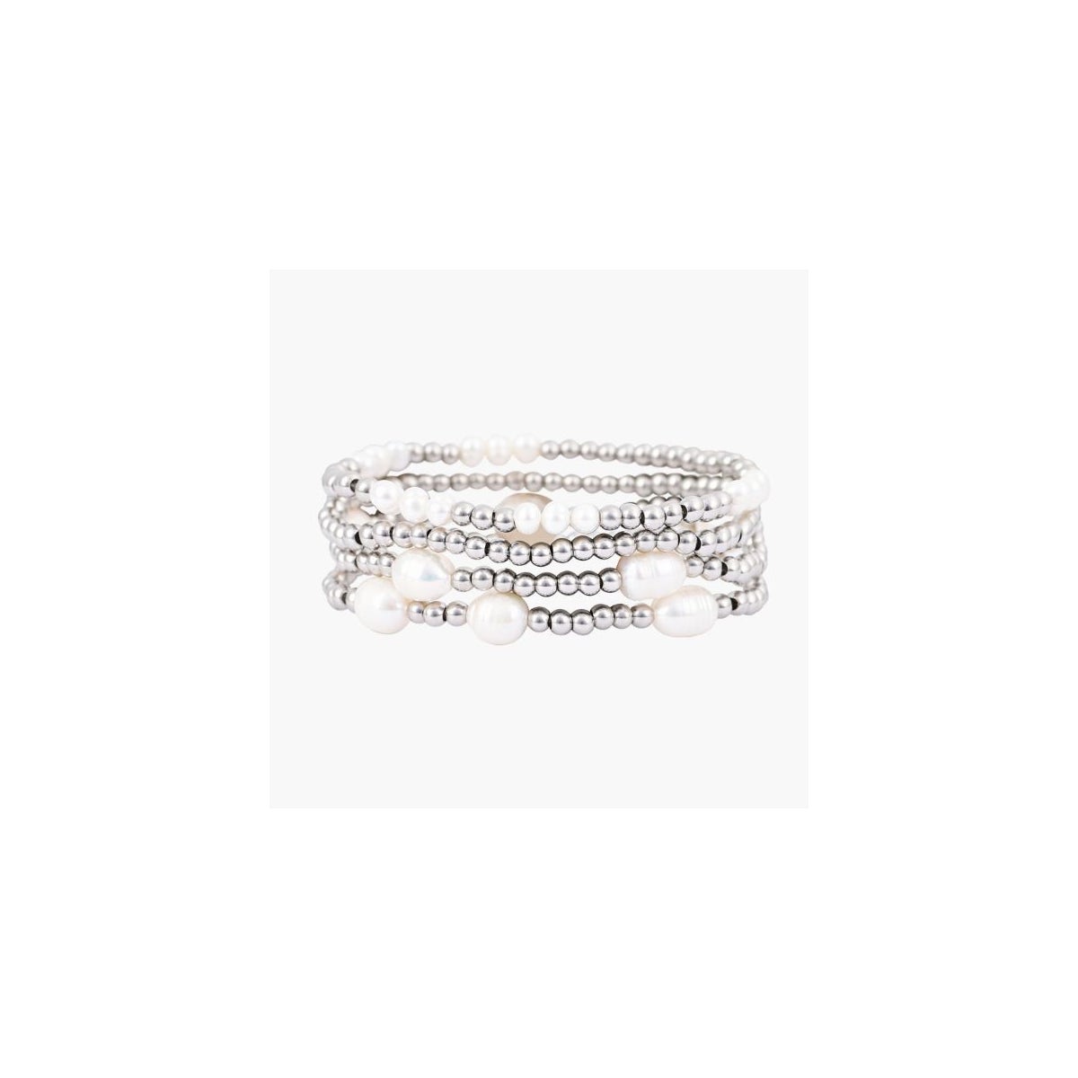 Pearl and Silver Bracelet Set