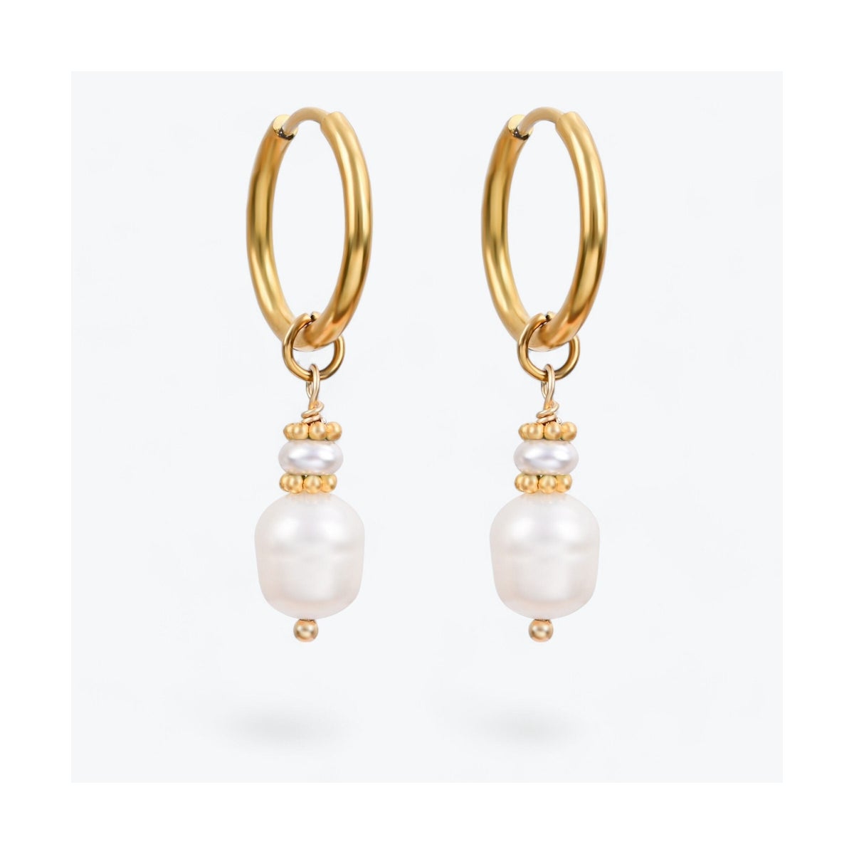 Golden Grace Pearl and Agate Hoop Earrings