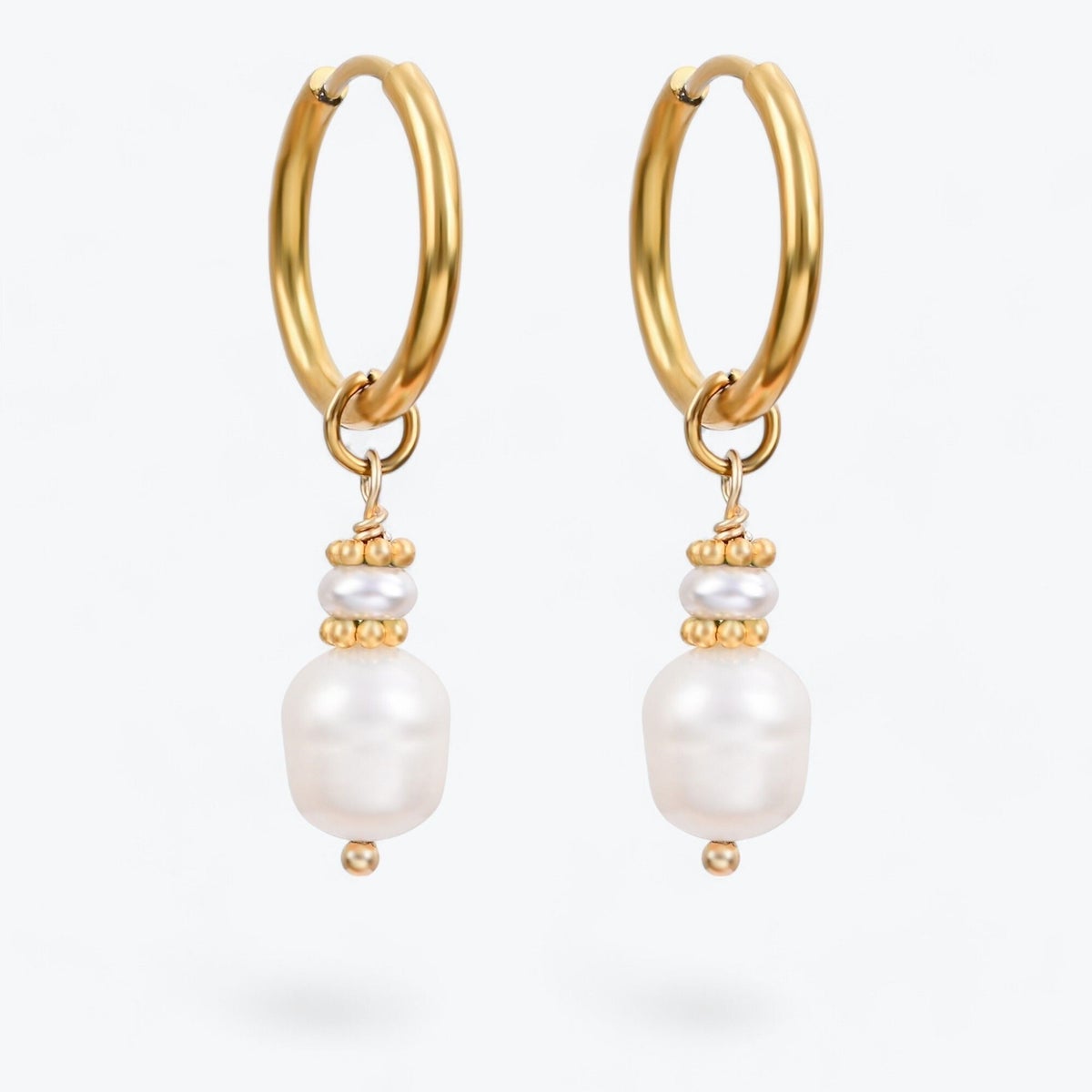 Golden Grace Pearl and Agate Hoop Earrings