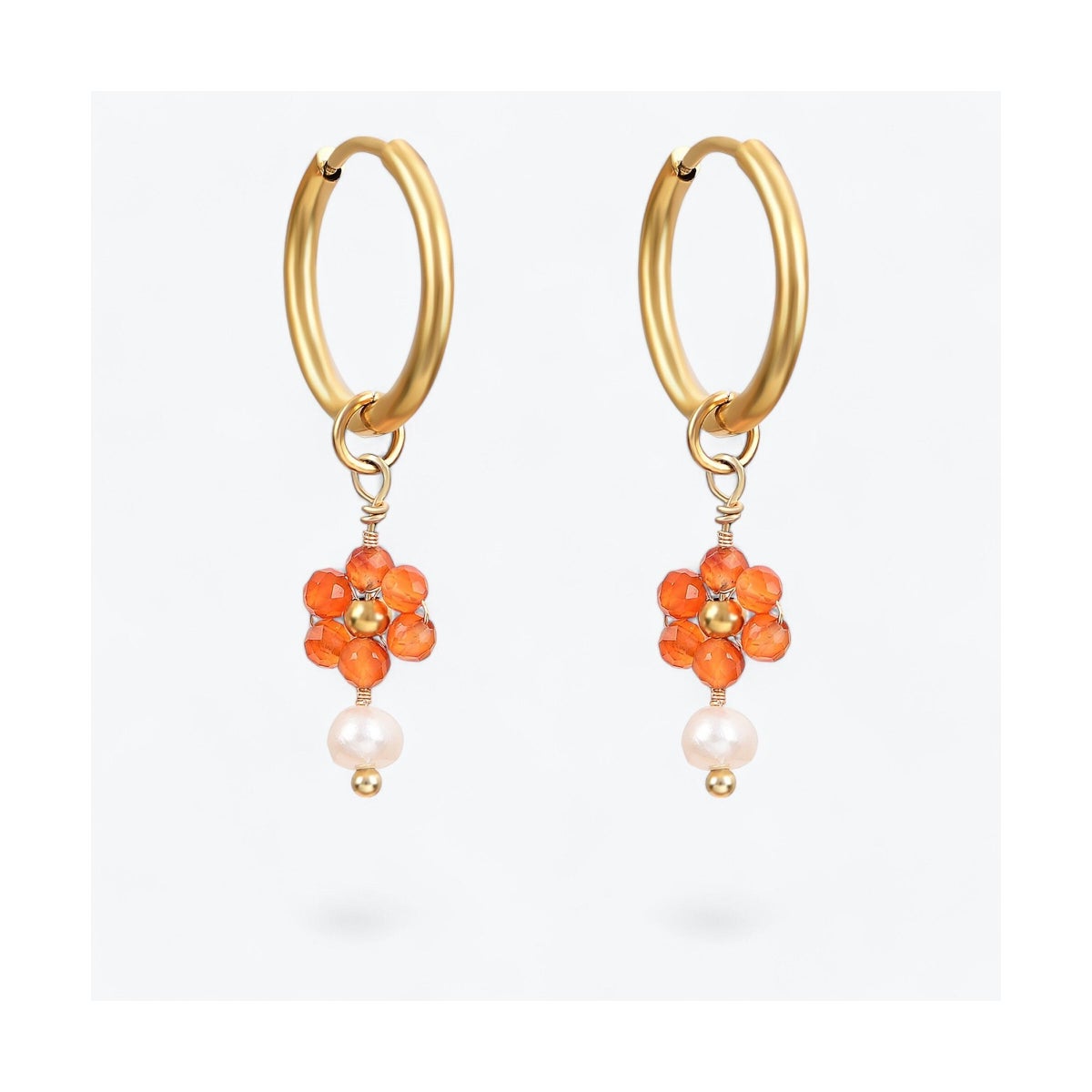 Aventurine Blossom Pearl Hoop Earrings