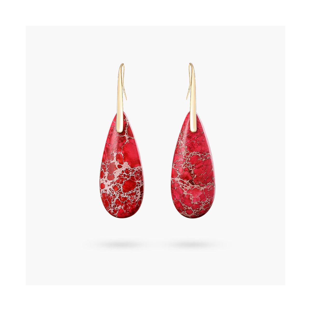 Red Imperial Jasper Teardrop Gold
