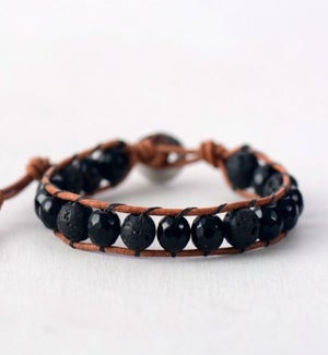 Black Mix Leather Bracelet