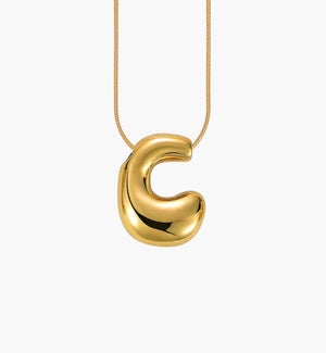 Golden Glow Bubble Letter Necklace - C